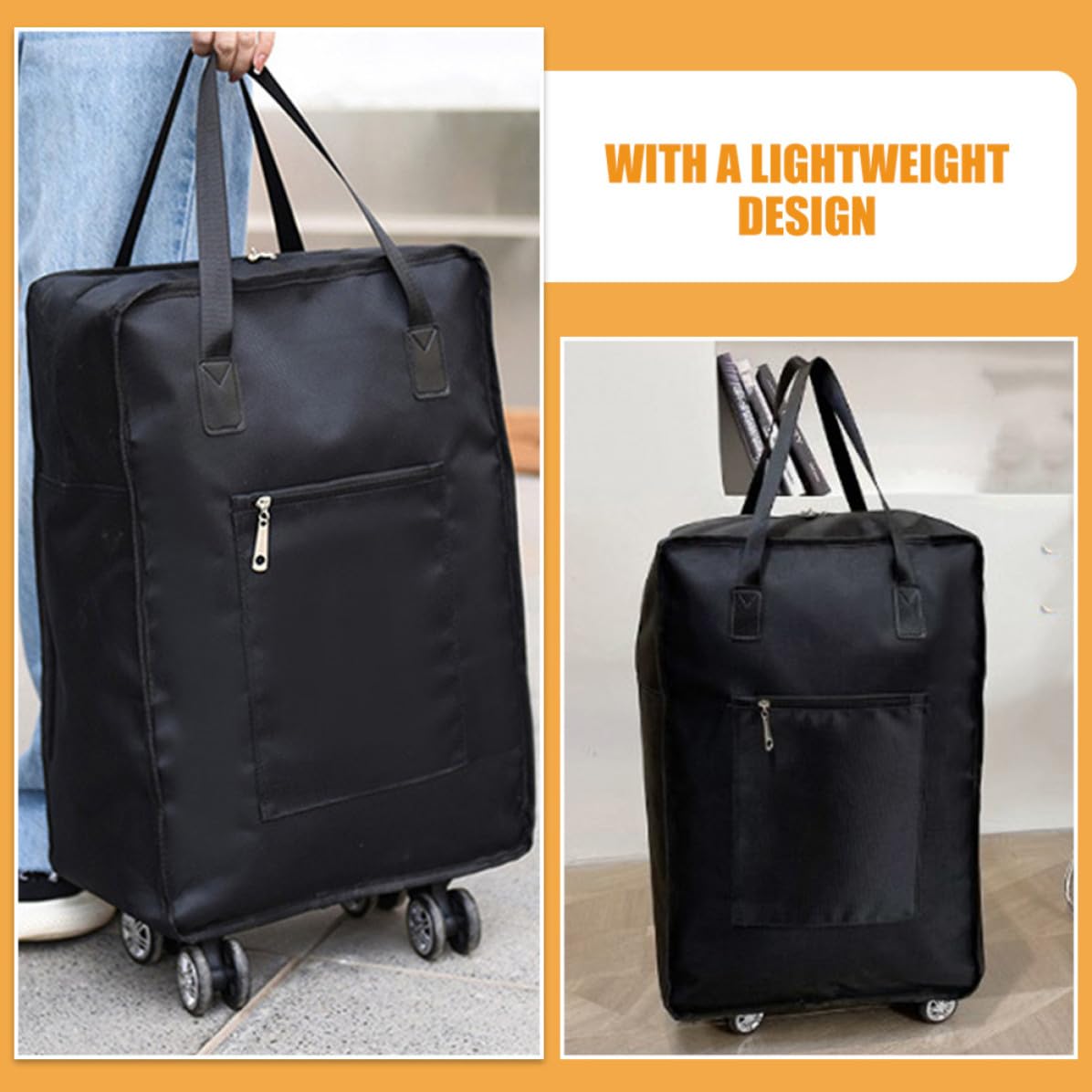 Bolsa de Almacenamiento de Viaje Plegable de Gran Capacidad con Ruedas Aplicables y Tela Oxford Portátil para Maletas Grandes y Ropa