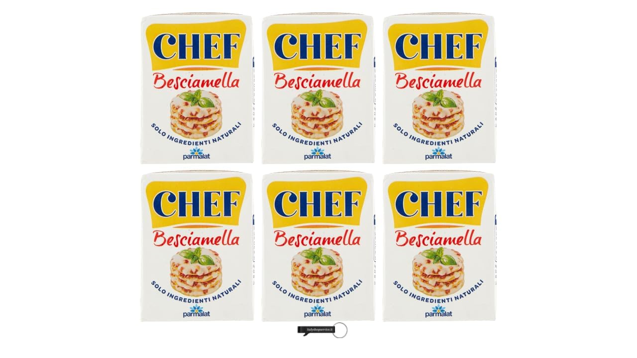 Parmalat Chef Besciamella, Salsa Bechamel con Ingredienti Naturali, Set da 6 x 200 ml, con Portachiavi italy shop service