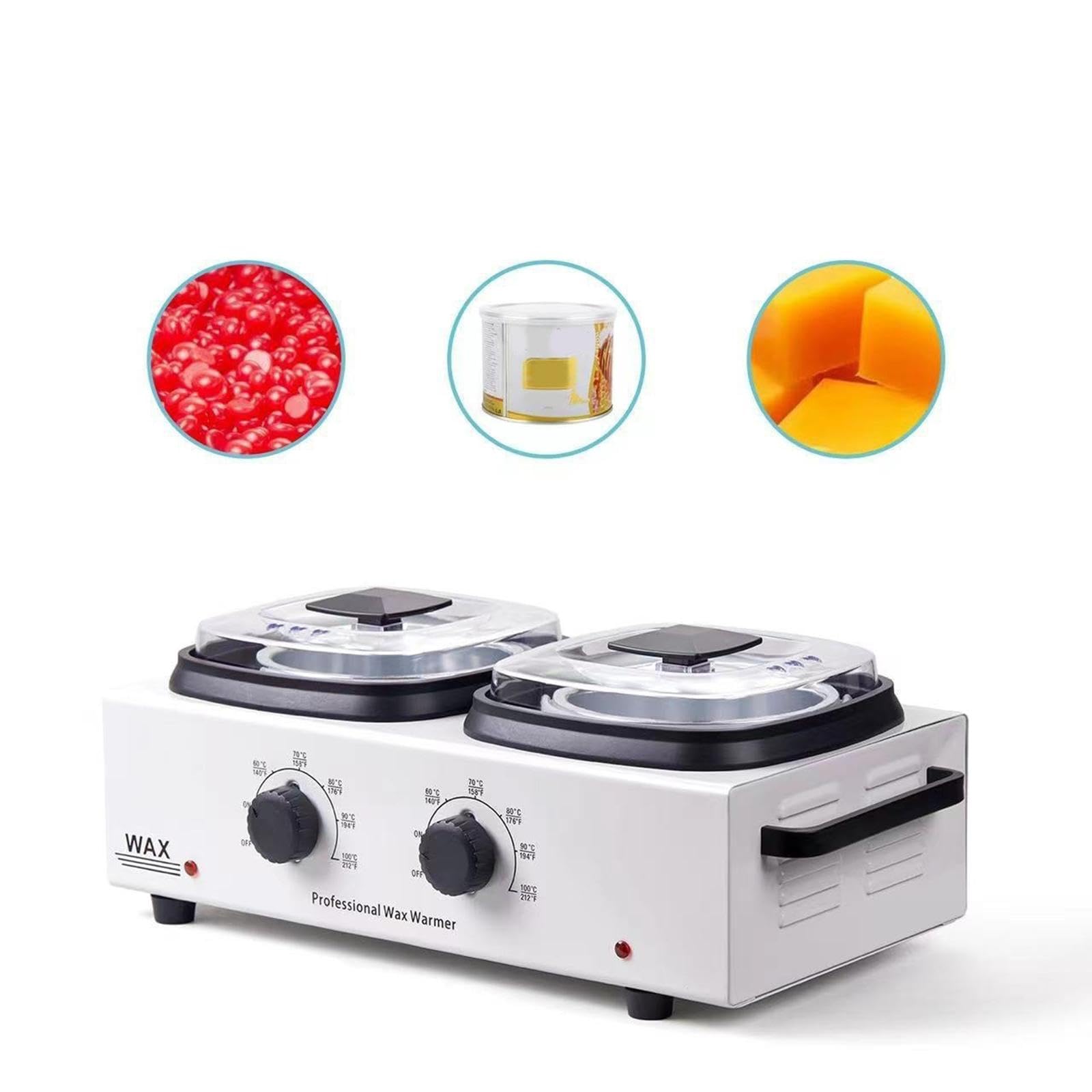 Generic Máquina Eléctrica Profesional para Cera Depilatoria Calentador de Doble Recipiente con Termostato Ajustable Diseño Compacto en PP Adecuado P