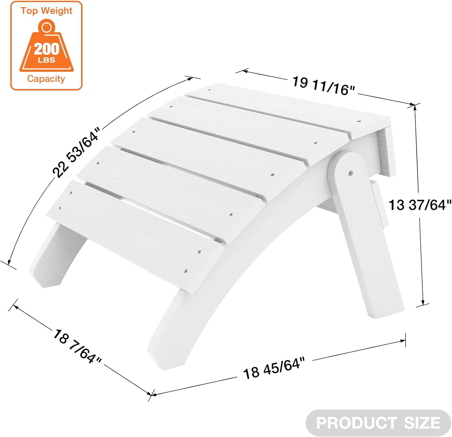 YEFU Adirondack Chair & Otooman Plastic Weather Resistant, Patio Chairs & Patio Foot Rest, Folding Adirondack Footstool for Outdoor, Outside, Garden, Campfire Chairs (White)