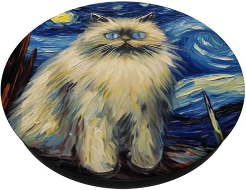 Miniatura 2 de Lindo gato del Himalaya en una noche de cielo estrellado PopSockets intercambiables PopGrip