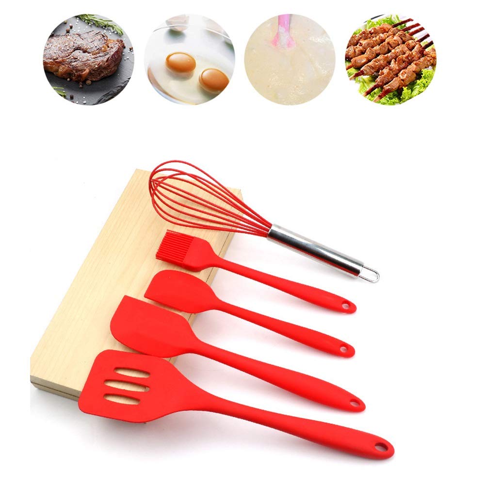 Juego de Utensilios de Cocina de Silicona, Herramienta para Hornear, espátula de Silicona, Cepillo para Aceite, batidor de Huevos, Cuchara de Cocina, espátula, 6 Piezas