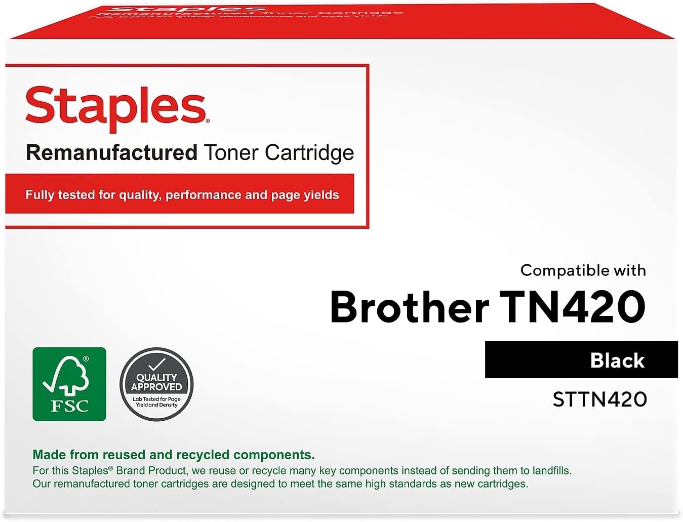 STAPLES Remanufactured TN420 Toner Cartridge Black Standard Yield Replacement for Brother TN420