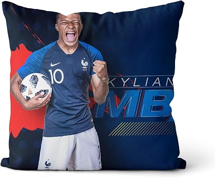 Per cuscino per capelli Kylian Mbappé 40x40cm star del calcio Kylian Mbappé  Cuscino leggero, facile da pulire, imbottito : Amazon.it: Casa e cucina