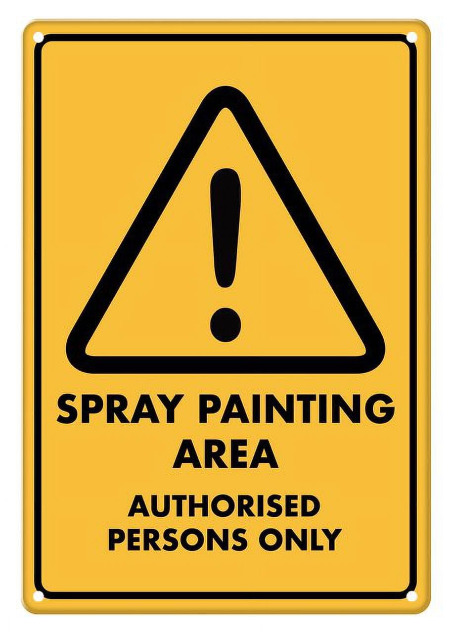 peiyeety Caution Spray Painting Area Authorised Persons Only Aluminum Tin Sign for Home Kitchen Wall Decor 12X8Inch