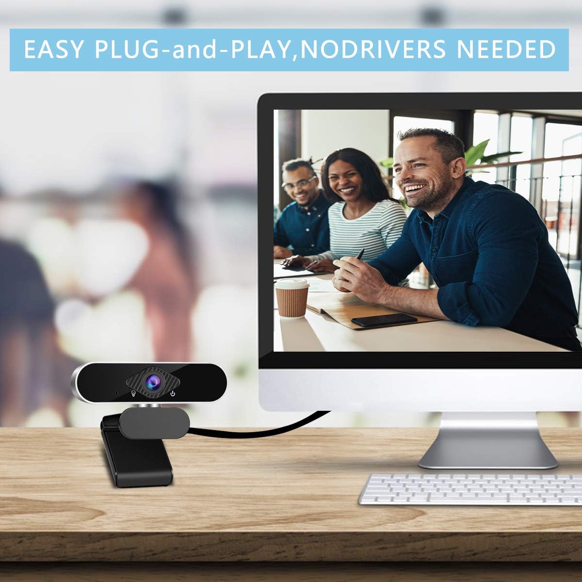 Webcam with Microphone for Desktop Laptop,1080P HD USB Streaming Web Cam for Windows Mac OS, Conference, Gaming, Courses, Flexible Mount, Privacy Cover Inlcuded, Business Grade