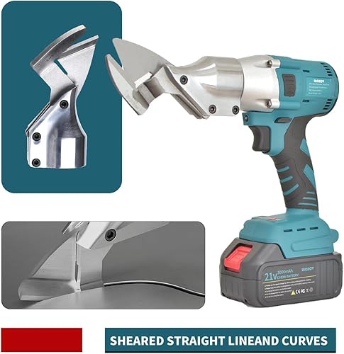 Miniatura 5 de Tijeras eléctricas de metal, tijeras de metal inalámbricas para cortar hojas, hierro, tapicería, alfombra, cuero, cartón con 2 baterías de 3000 mAh,