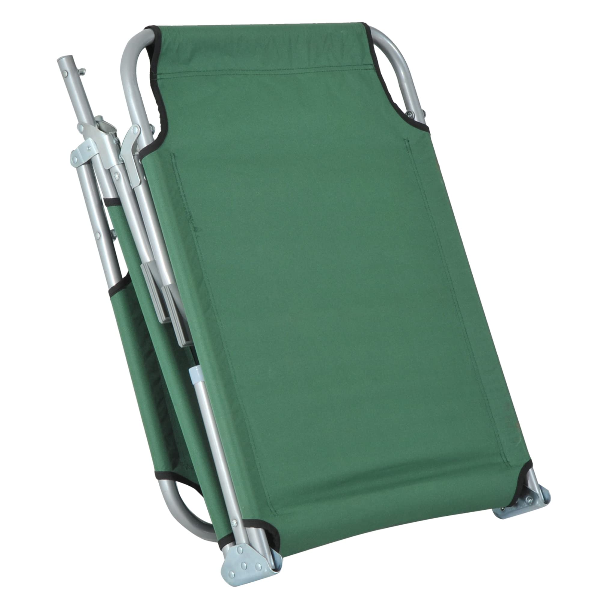 Outsunny Cama Plegable para Camping Cama Portátil con Altura Ajustable en 4 Niveles Carga 120 kg y Marco Metálico para Playa Piscina 187x58x30cm Verde