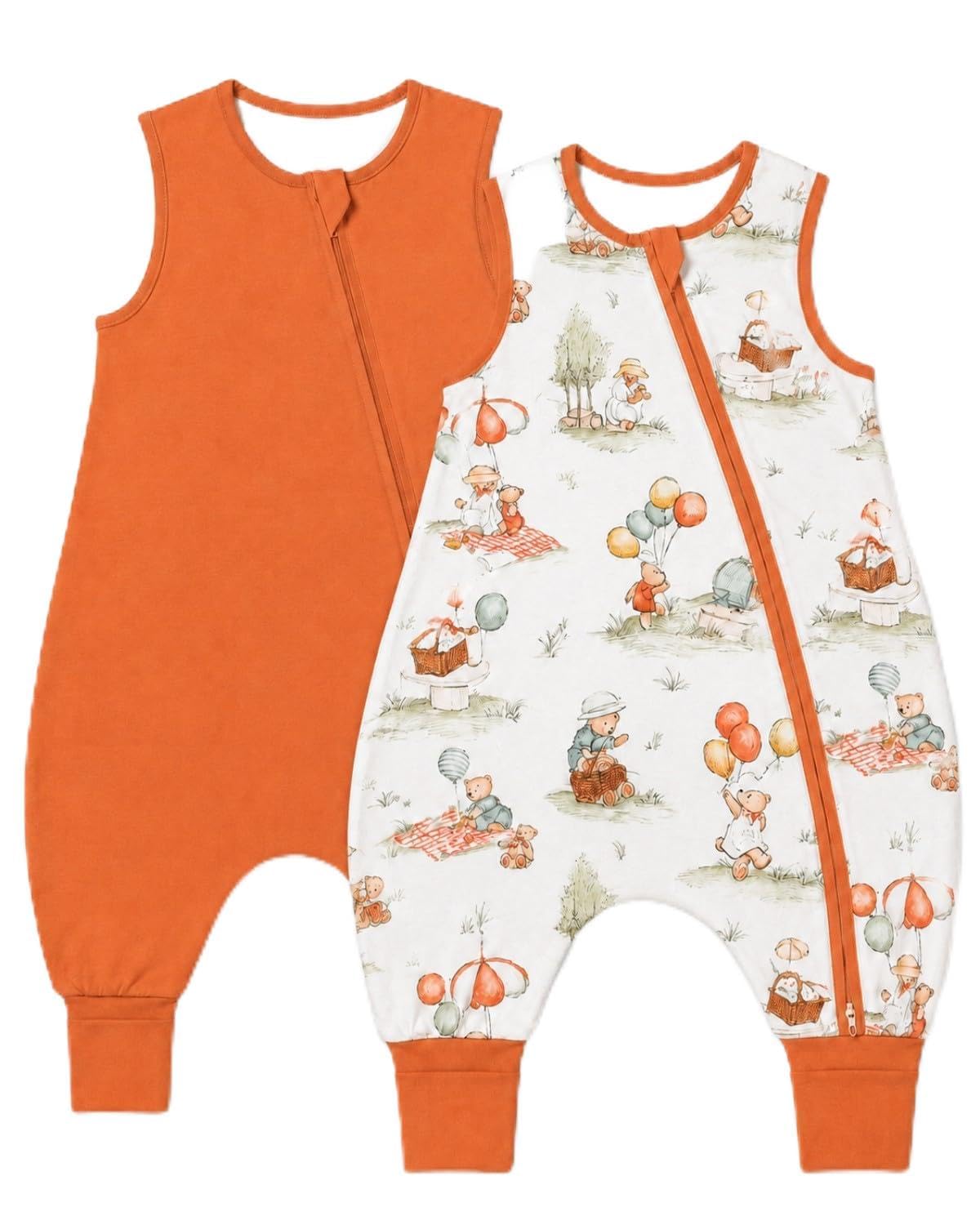 JiAmy 1.5 Tog Baby Sleeping Bag with Legs Toddler Orange Bear 3-4 Years