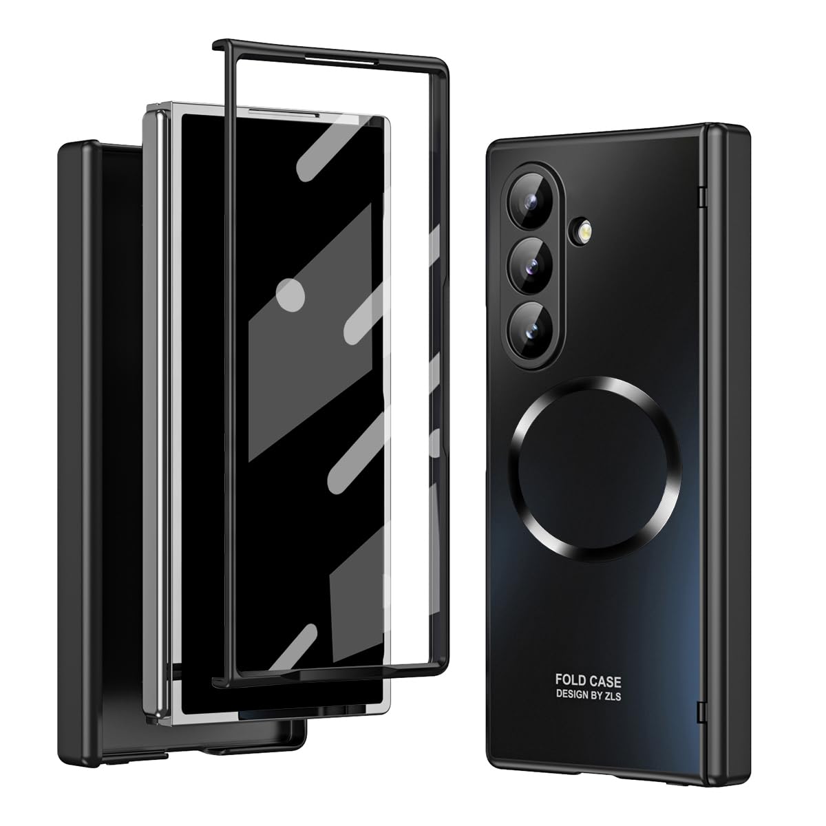 Etui do Samsung Galaxy Z Fold 8 Ultra z matową powłoką, nieprzywierające odciski palców, zawiasy i ochraniacz ekranu przedniego - elegancki luksus, składane całkowicie 360 pełna ochrona (czarne