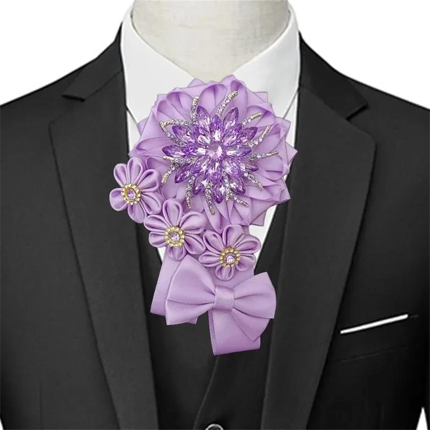 Womens Mens Lolita Style Bow Tie Brooch Corsage Ribbon Collar Flower for Fashion Banquet Wedding Suit