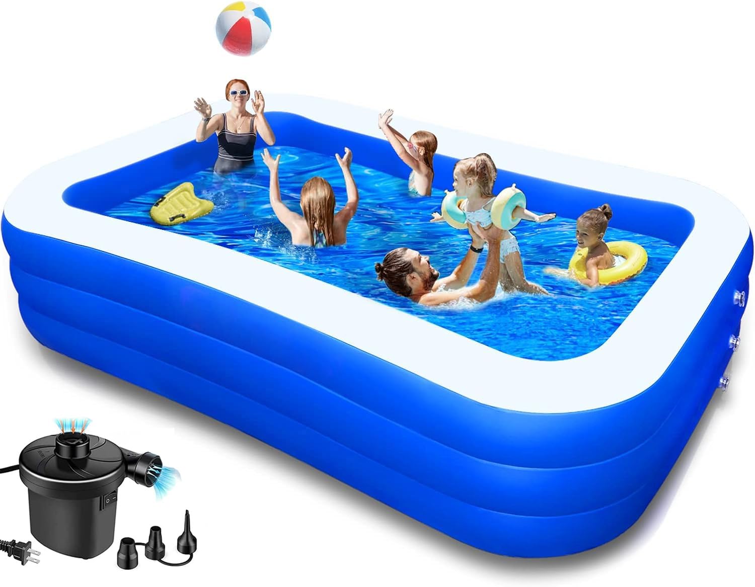 ONIFO 10 feet Swimming Pool for Adults & Kids with 2-Way Electric Pump | Rectangular Bath/Water Tub for Adults with 3-Ring Design | Durable & Scratch-Proof-image-46