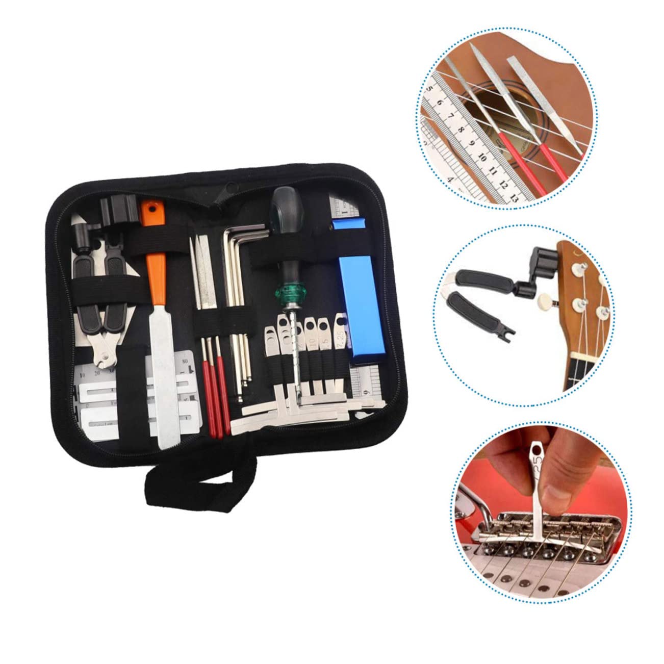 1 juego Kit de Herramientas de Reparación de para y Limpieza de Instrumentos Incluye Accesorios Prácticos y Duraderos de Transportar Bolsa