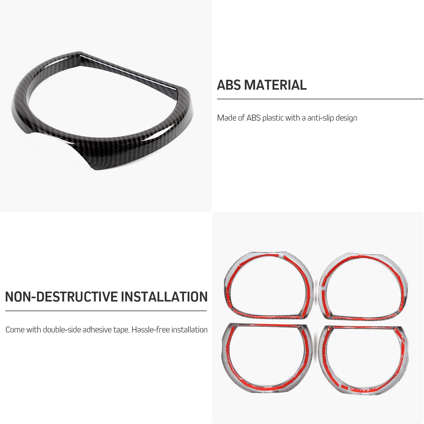 JeCar Front Light Trim Cover Headlight Bezels Compatible with Dodge Challenger 2015-2023, Carbon Fiber Texture