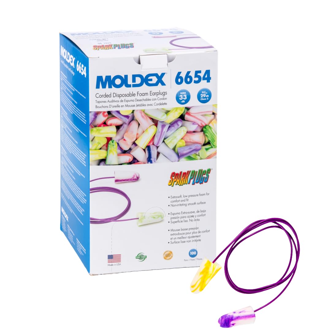 Moldex Sparkplugs Earplugs, Sparkplugs, Corded, 6654 by Moldex