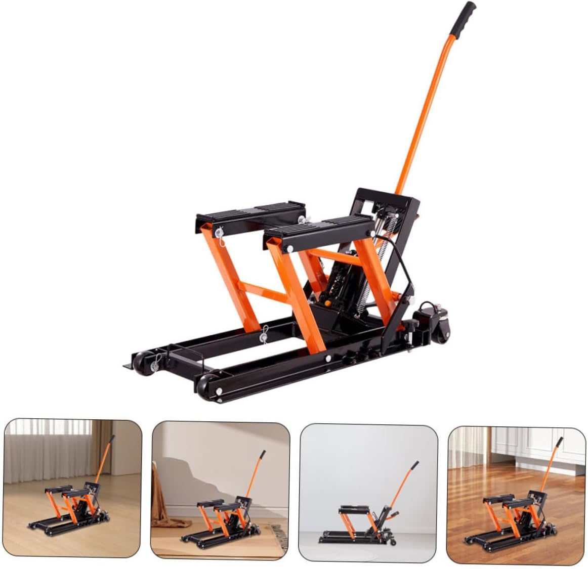 Cabilock 1500Lbs Steel Hydraulic Motorcycle Lift Stand Capacity Scissor Hoist Jack with Wheels for Atvs and Dirt Bikes Durable Construction Secure Lifting for Maintenance Tasks