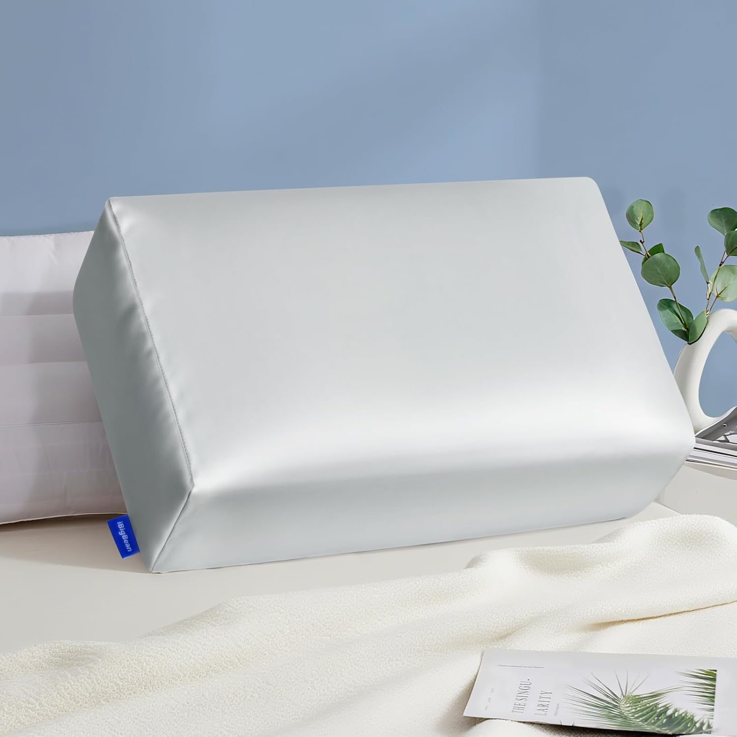 ibigbean Square Pillows - Side Sleepers Pillow for Neck Shoulder Pain - Dual-Support Memory Foam Cubic Pillow for Neck & Spine Alignment - Including Grey Smooth Pillowcase(6''Thickness)