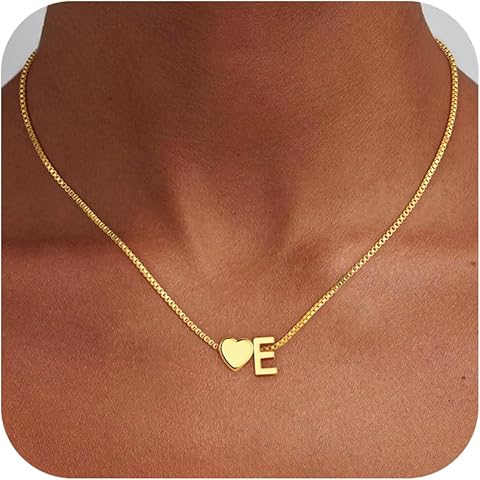 Christmas Gifts for Grandkids Teens Girls, 18K Gold Plated Letter A-Z Heart Initial...