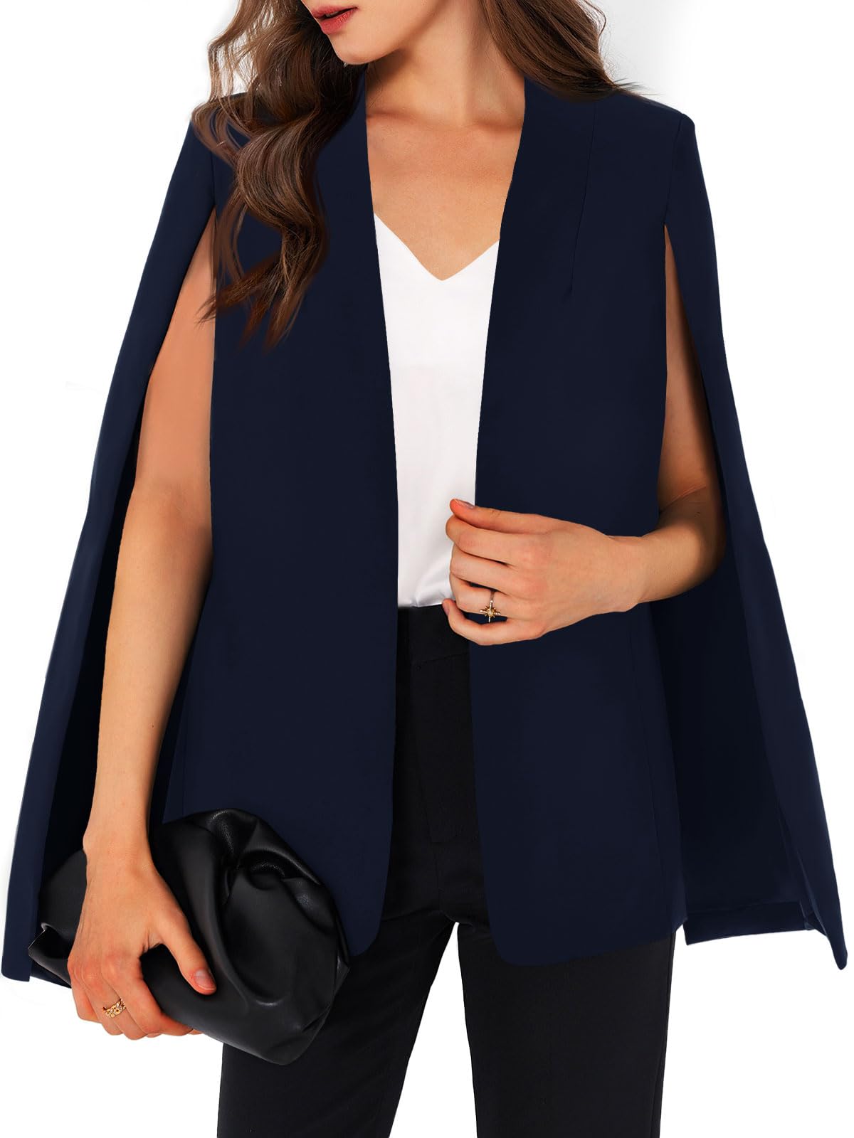 GAMISOTE Womens Cape Blazer Split Sleeve Open Front Casual Jacket Coat Workwear