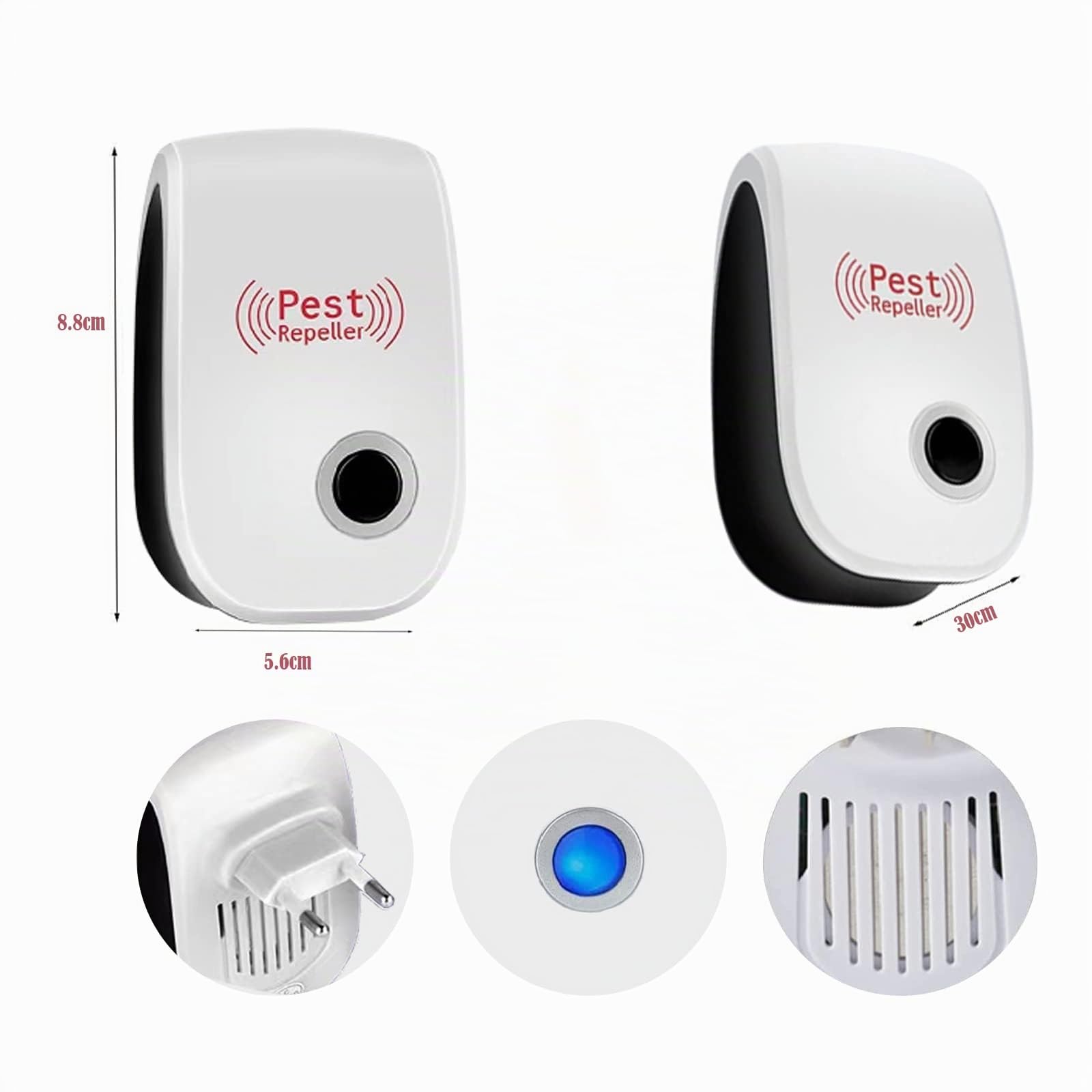 Ultrason Souris et Rats,Répulsif Ultrasons Anti-Moustiques Intérieur Dispositif Anti Souris Insectes, Moustiques, Cafards, Rats, Fourmis, Araignées 4 Pack