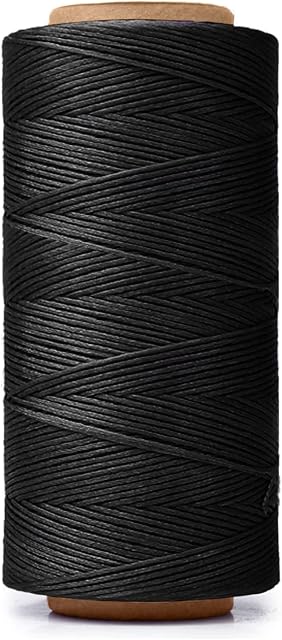 HILELIFE Waxed Thread, 260m 150D Waxed Thread for Leather Sewing, Leather Thread for Hand Sewing, Leather Craft DIY, Wallets, Shoe Repairing, Book Binding (Black)