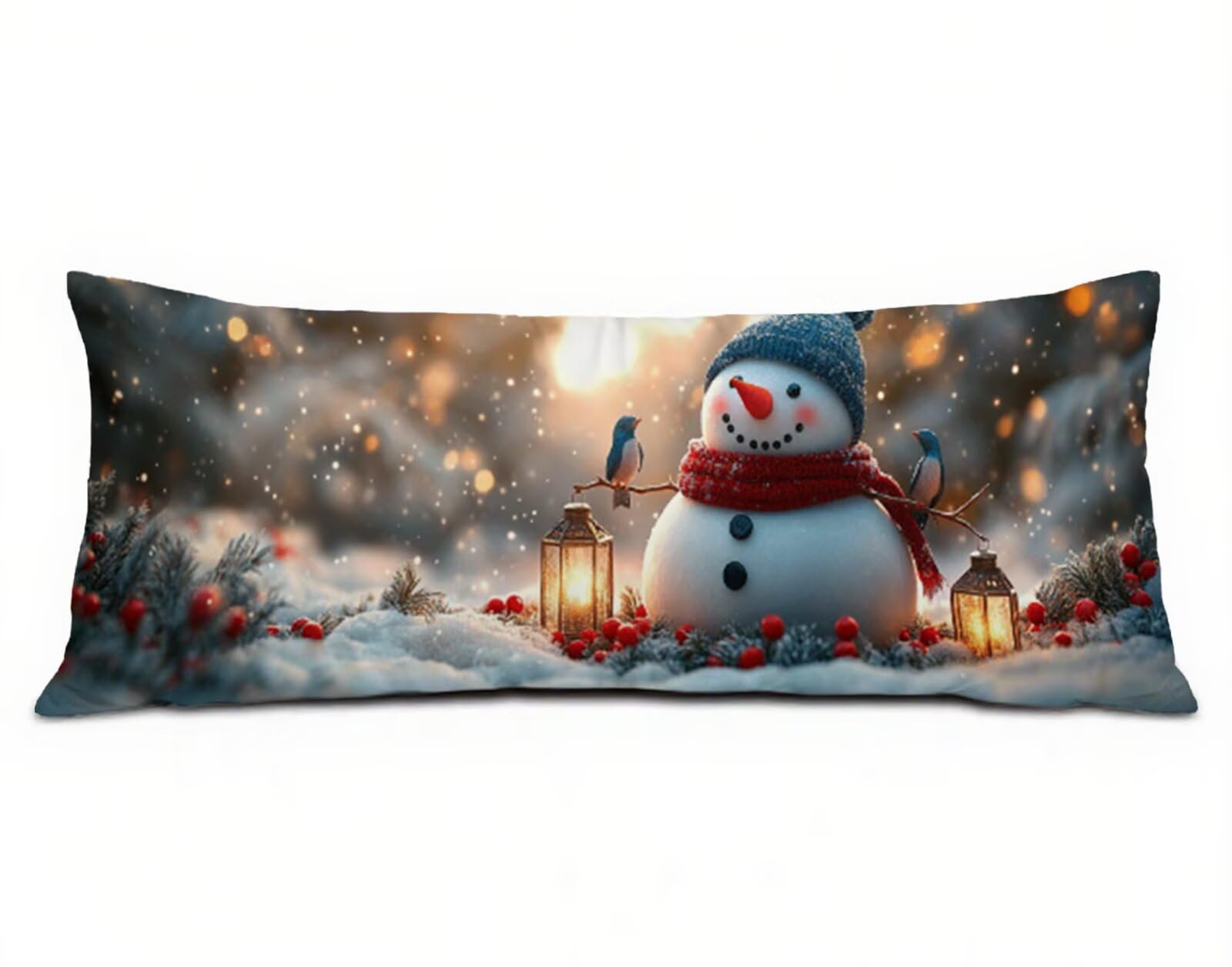 Poszewka na poduszkę do spania na boku, zimowa, 60 x 180 cm, bałwanek, duża poszewka na poduszkę, len, poprawia jakość snu, długie poduszki na Boże Narodzenie, dekoracja, kanapę, łóżko, prezenty R