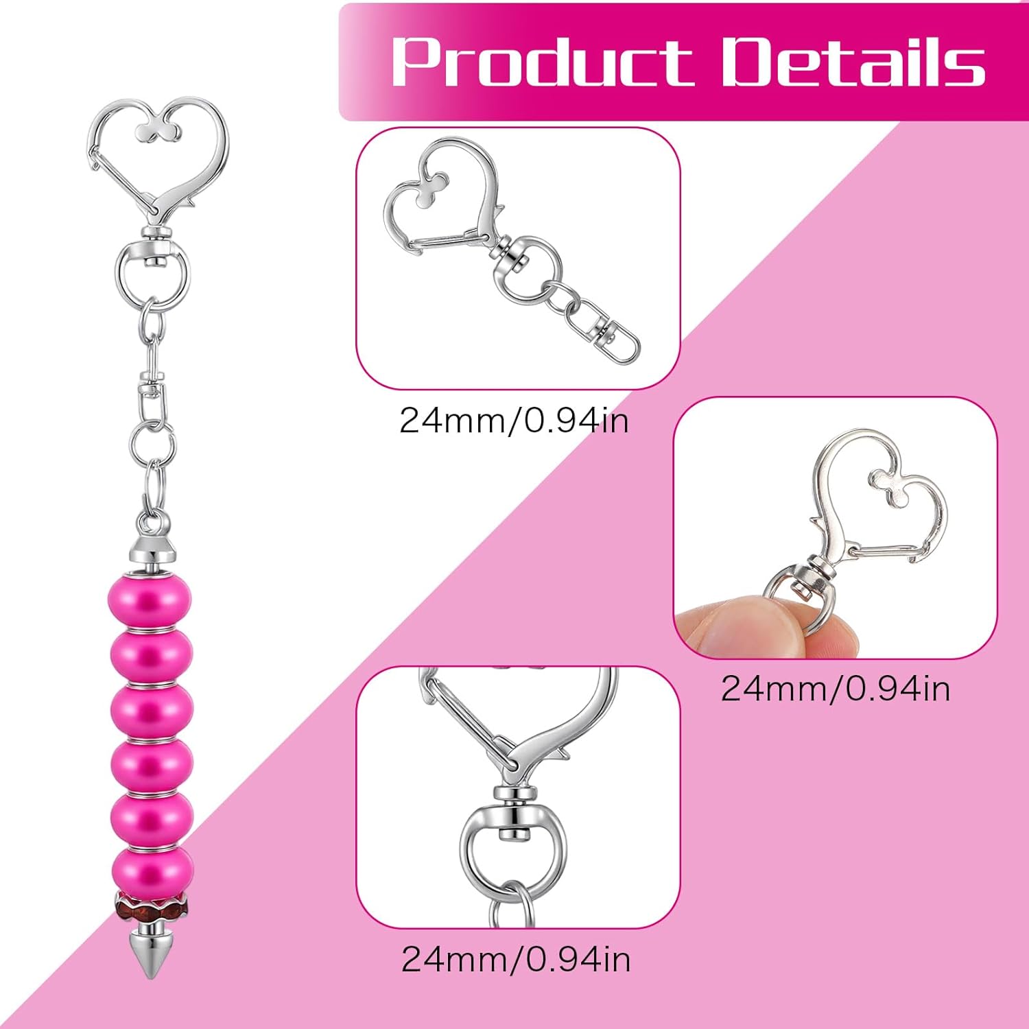 20Pcs Star and Heart Keychain Clasp Set, Silver Swivel Lobster Clasp with Open Jump Rings and Spring Clasps Swivel Buckle Clip Snap Hook Keychains for Handmade Keychain DIY Craft - Image 3