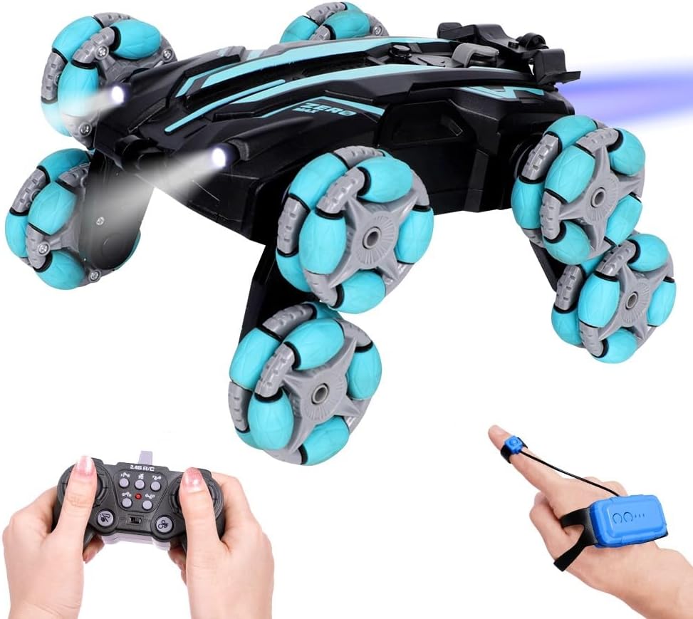 8WD Remote Control car,Gesture Sensing rc car 8 Wheels with Spray & Light, 2.4ghz rc Crawler for boy, 2 Rechargeable Batteries Christmas Toys Birthday Gifts for Kids 8 9 10 11 12
