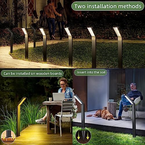 Lenlun Solar Lights Outdoor Garden, 4 Pack Aluminum Pathway Light Waterproof Solar Powered with Warm White LED Lights, Landscape Path Lighting for Driveway, Patio, Yard, Backyard, Lawn