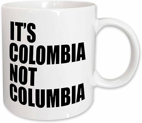 3dRose Its Colombia Not Columbia - Taza de cerámica, 11 onzas, color blanco Blanco,Negro