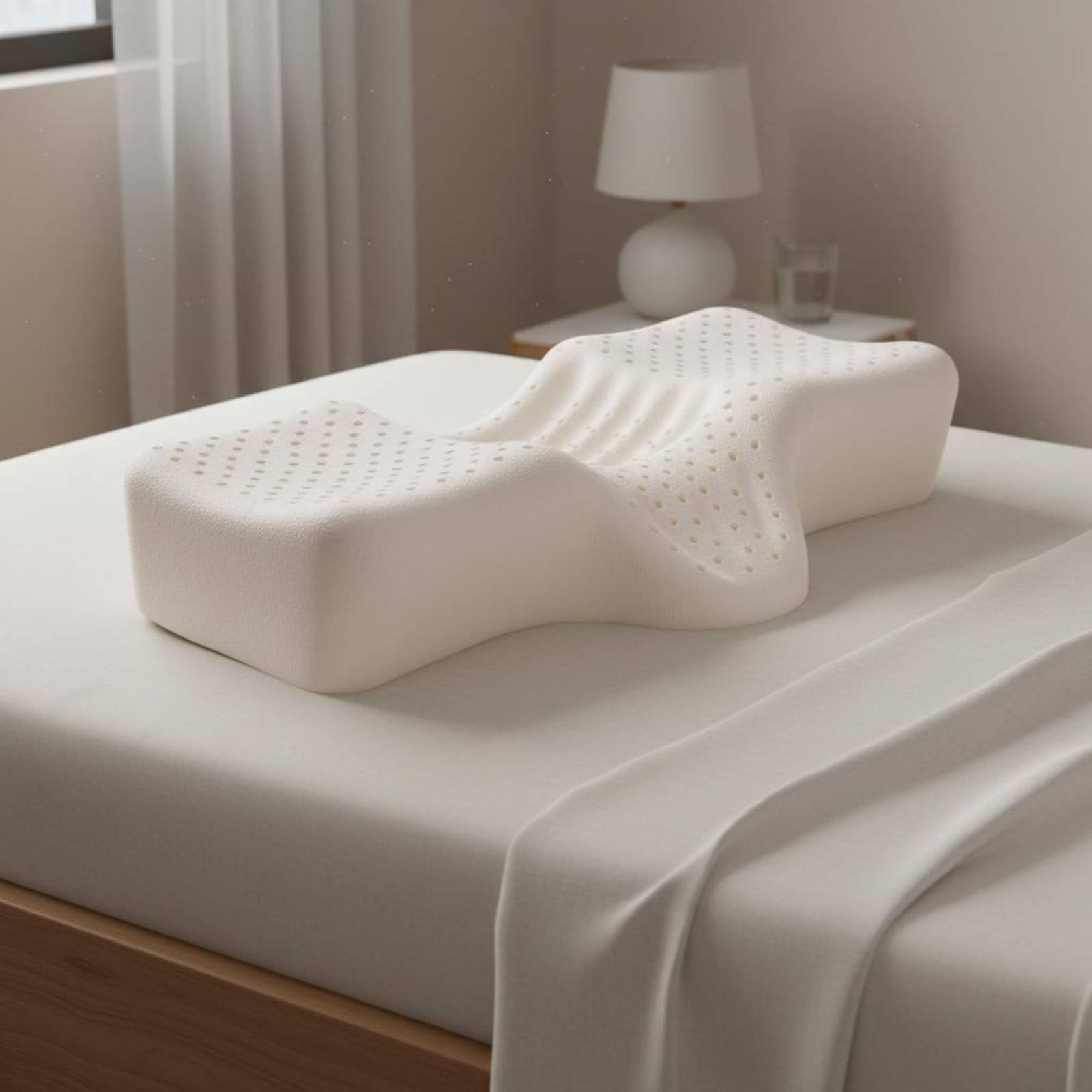Qianly Almohada Cervical Látex Diseño Ergonómico Almohada Caucho Antiácaros, Protector De Cuello, Modelo Más Bajo Recomendado para Mujeres, Hombres Delgados, Estudiantes De Secundaria