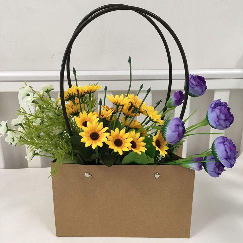 Cabilock 6pcs Bouquet Gift Bags Kraft Flower Bags with Long Handles Christmas Candy Tote Bags Florist Packaging Box for Wedding Holiday - Image 3