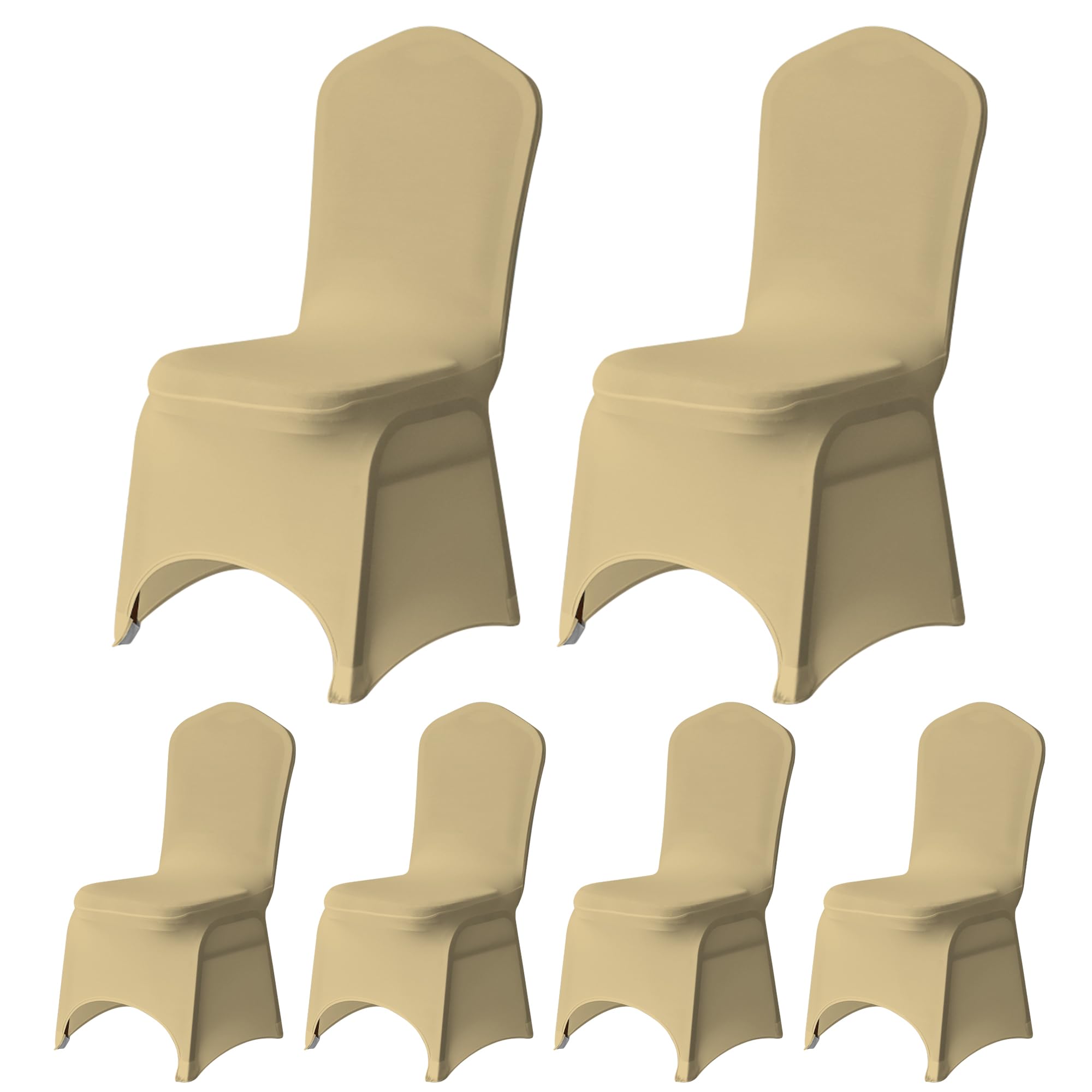 Trimming Shop Champagne Wedding Chair Covers Set of 8, Spandex Polyester Stretch Removable Washable Universal Slipcovers for Wedding Banquet, Dining Party & Events — image 1