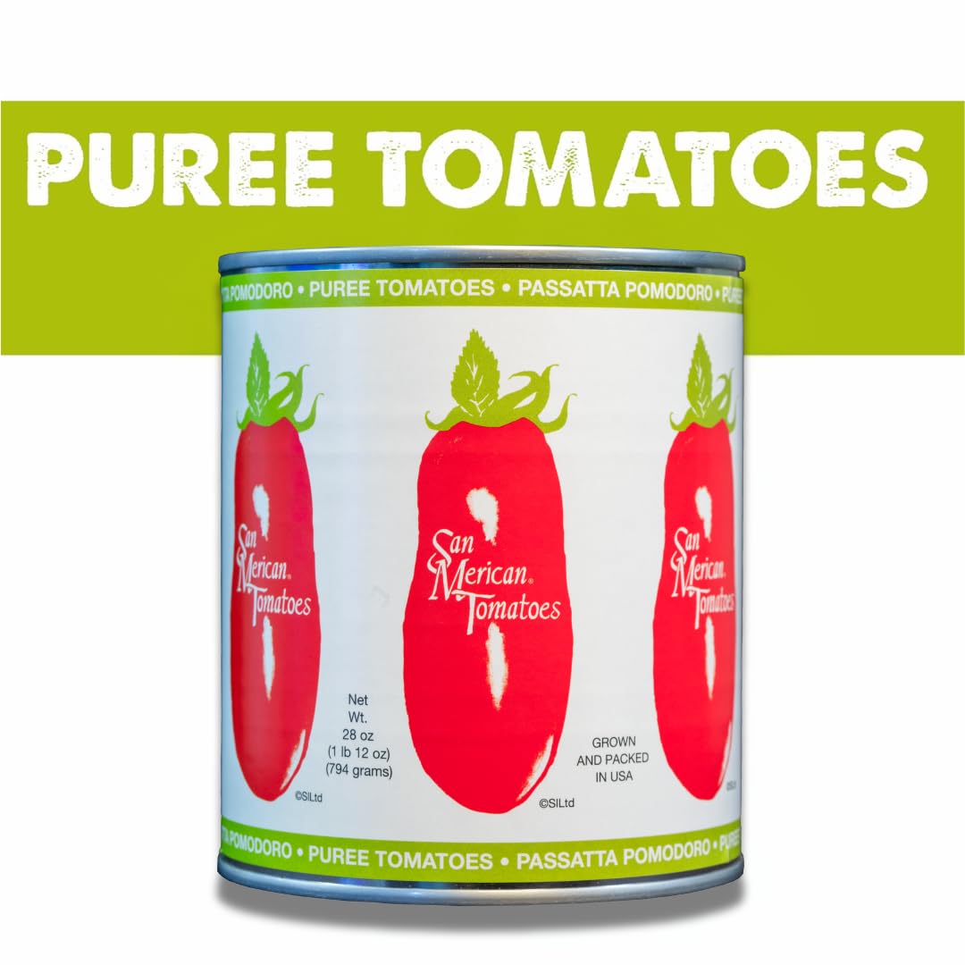 SMT San Merican Tomato, Canned Puree Tomatoes, 28 oz Pack of Three