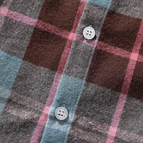 image for MAMAMI Kids Little Boys Girls Baby Long Sleeve Button Down Red Plaid F