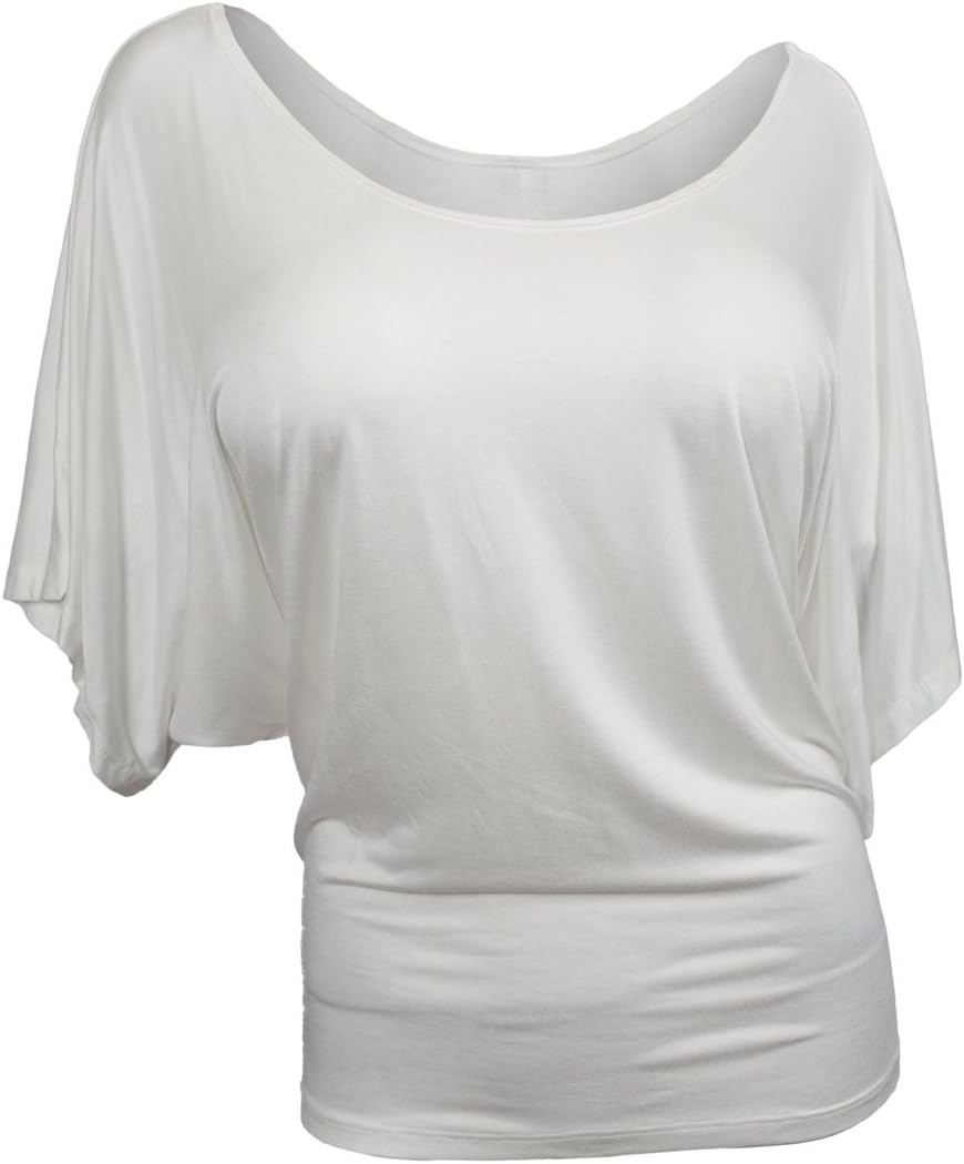 eVogues Plus Size Dolman Sleeve Top White - 1X