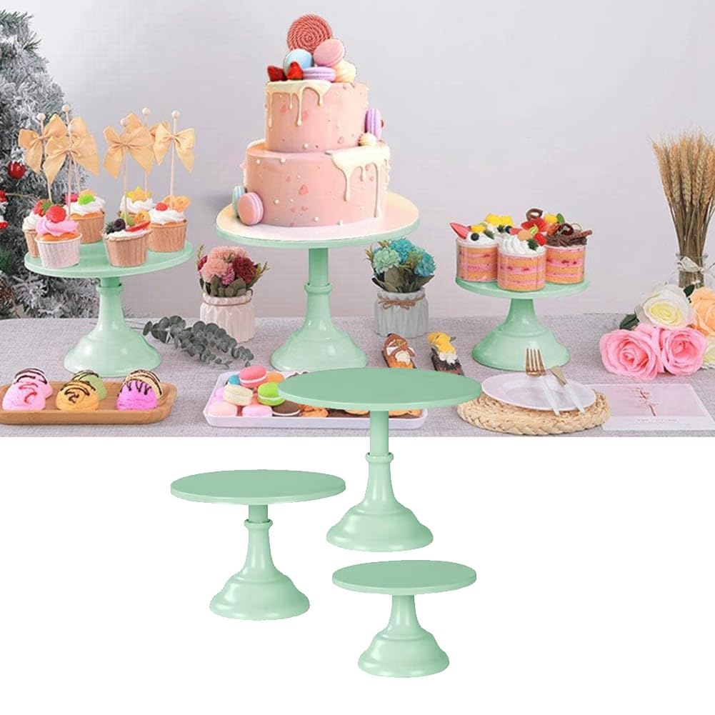 3 soportes para tartas, soporte para tartas, soportes altos para tartas para mesa de postre, exhibición perfecta para bodas, fiestas de graduación, verde, duradero, fácil de usar