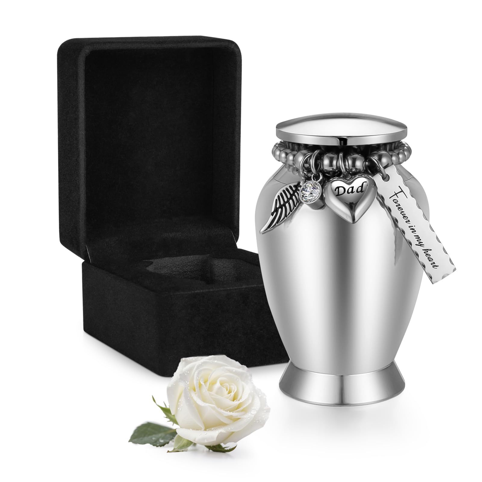 Dletay Small Urns for Human Ashes dad 2.85 Inch Keepsake Urn with Silver