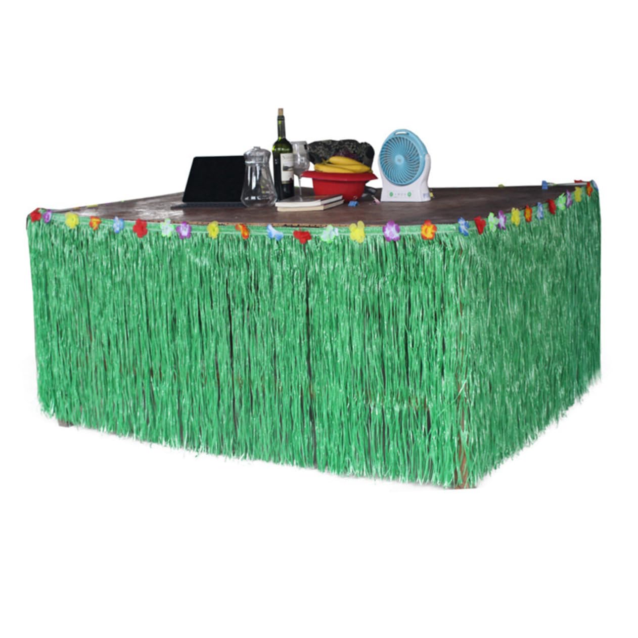 BRIGHTFUFU Table Skirt 276 * 75cm Grass Skirt Party Decorations for Hawaiian Gathering