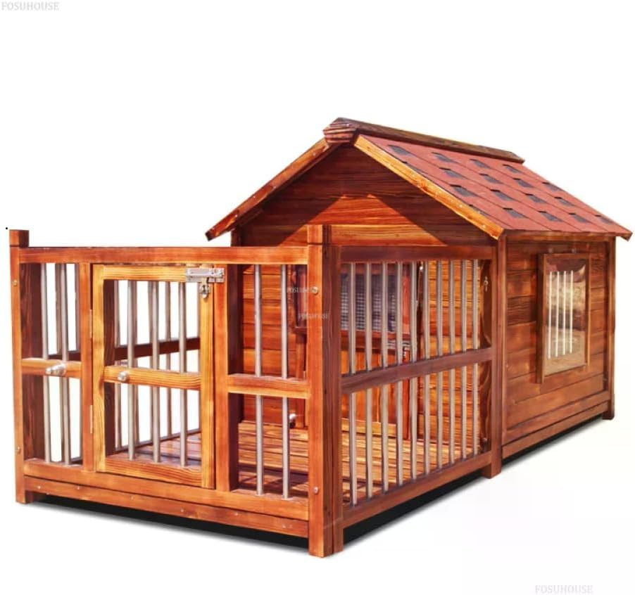 無垢材パティオ犬小屋 防雨子犬用ケネル 屋外ガーデンペット用品 冬用暖かい犬用ヴィラ ペット用品向け - カラー: A