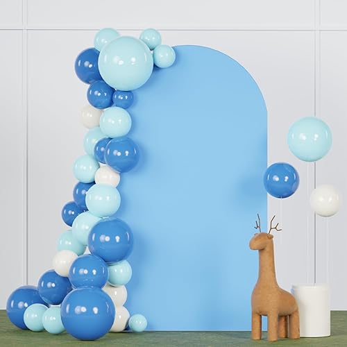 Miniatura 3 de Cubierta de arco de elastano, color azul bebé, 6.6 pies, cubierta de arco de Chiara redonda, telón de fondo elástico para soporte de arco de