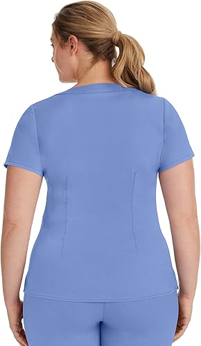 Miniatura 2 de Púrpura Etiqueta "Jordan de la mujer 2172Mock Wrap Scrub parte superior por Curación manos scrubs-grey