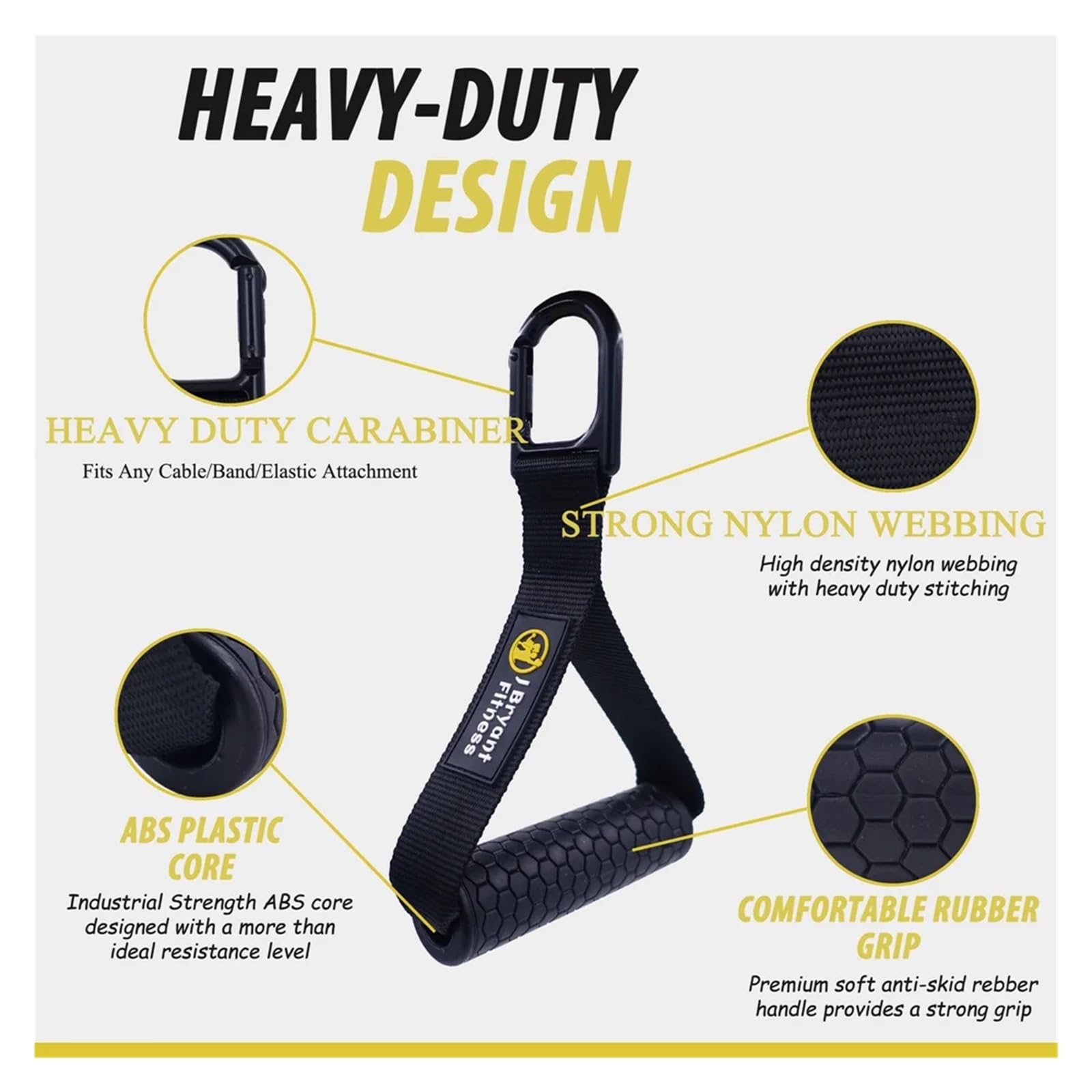 Bandas de resistencia Asas Asas de gimnasio de alta resistencia, núcleos ABS sólidos con mosquetón for accesorio de máquina de cables, accesorios de entrenamiento de Fitness en casa(With Metal Handle)
