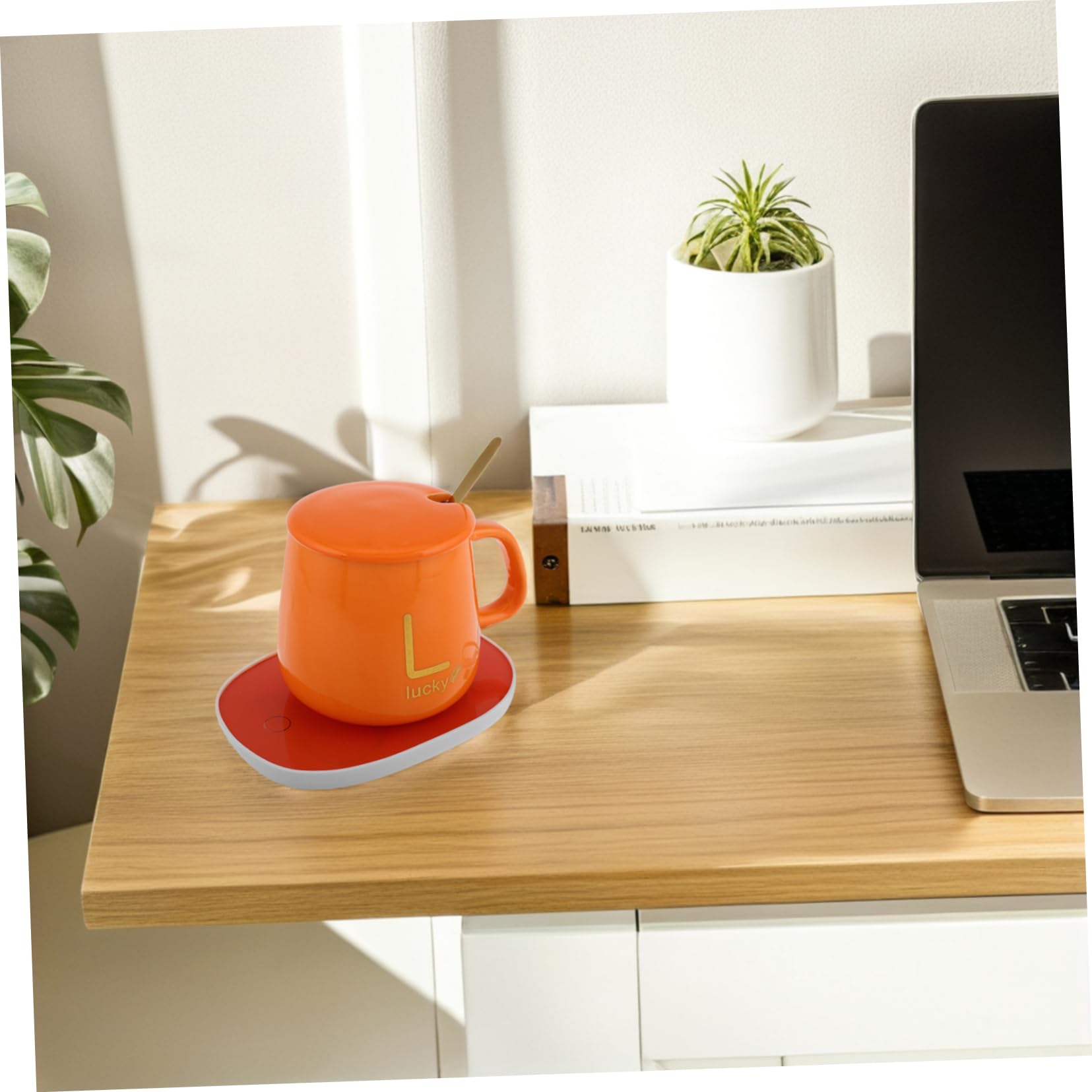 Cabilock Scaldatazze Elettrico Con Set Tazze Termiche in Ceramica, Riscaldamento Usb 5v, Antiscottatura Ergonomico, Per Ufficio, Casa e Regalo Confezione