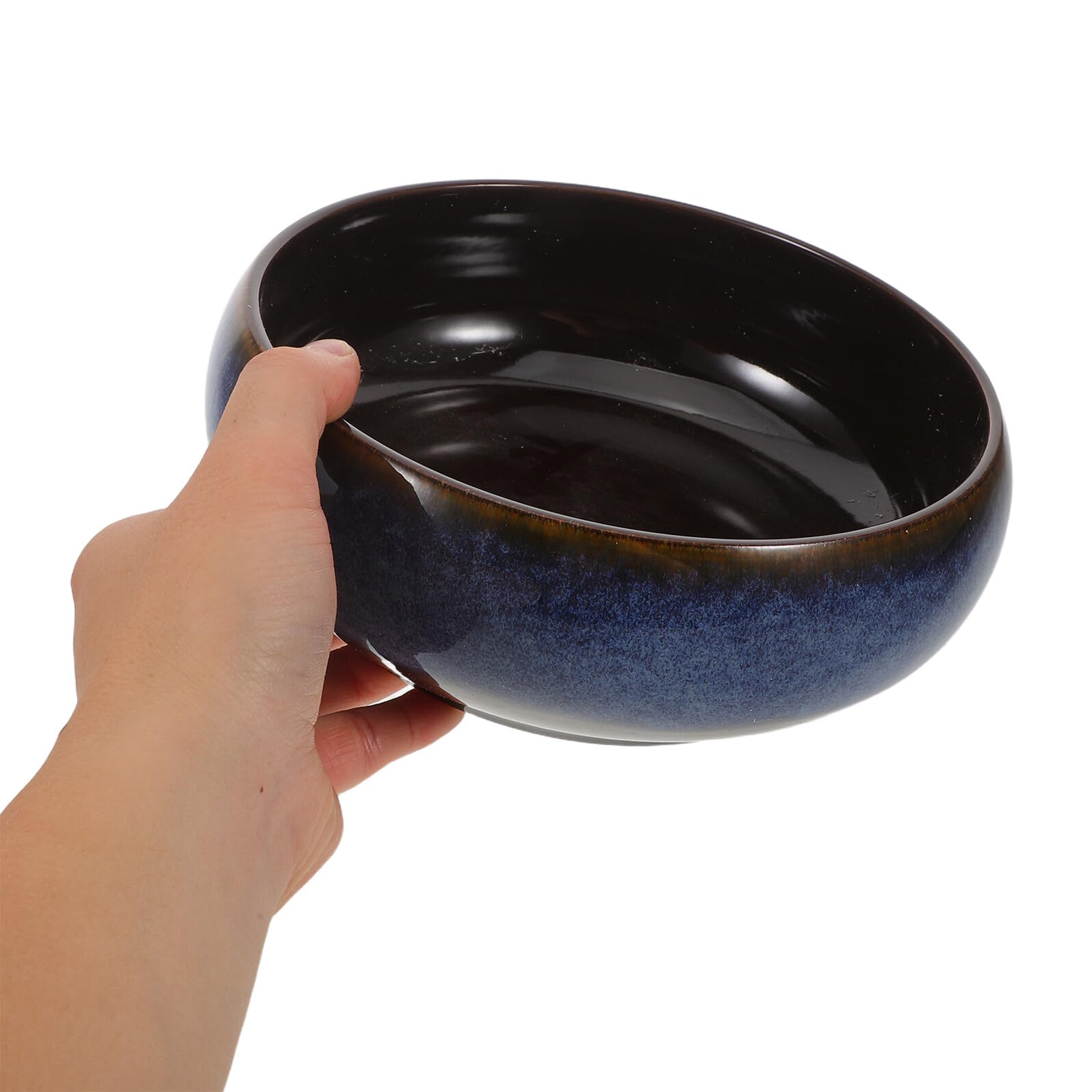Duża okrągła ceramiczna donica na rośliny z motywem lotosu w stylu retro, izolująca przed wahaniami temperatury, dla roślin wodnych w biurze lub gabinecie