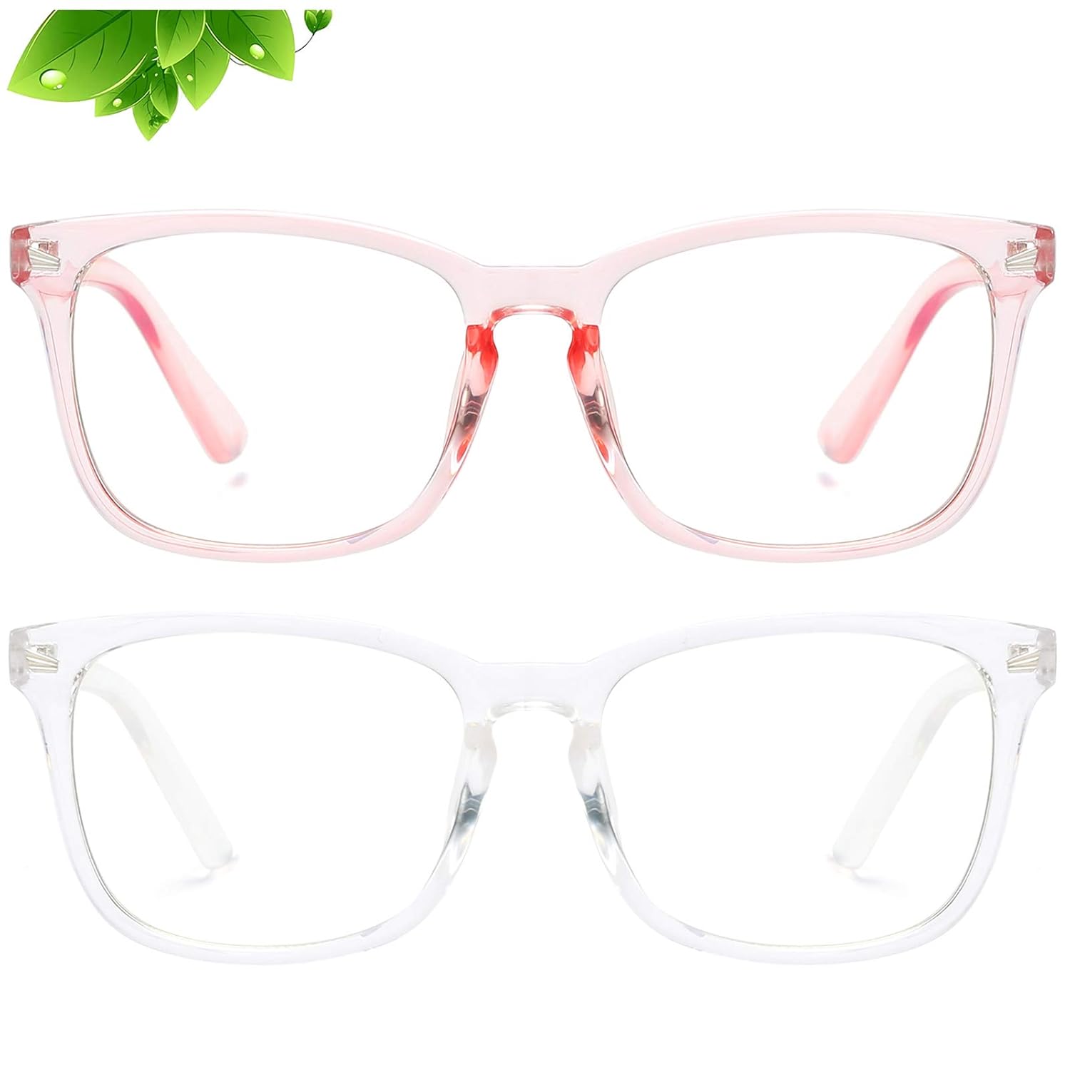 KUGUAOK 2 Pack Kids Blue Light Blocking Glasses Boys Girls Computer Gaming TV Glasses Lightweight Eyeglasses Frame Age