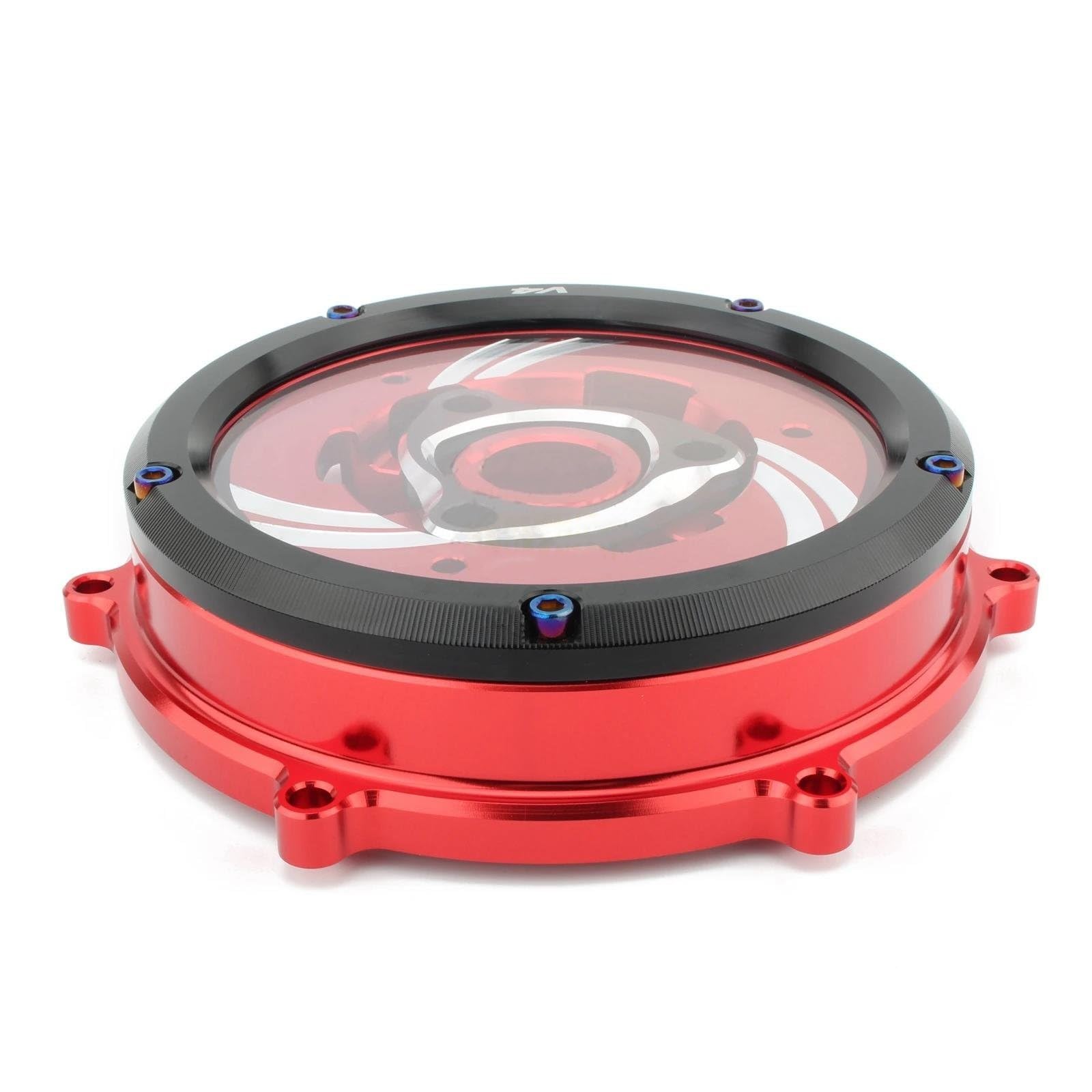 Caja Protectora del Motor Protector De Retén De Muelle para Tapa De Embrague, Motor De Competición, para Ducati para Panigale V4 2018-2023, Kit De Placa De Presión(Red Black)