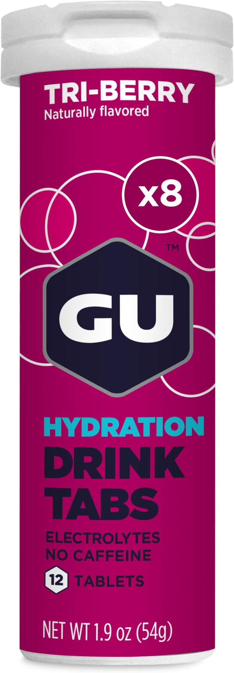 GU Energy Hydration Electrolyte Drink Tablets, 8-Count(96 Servings), Tri-Berry