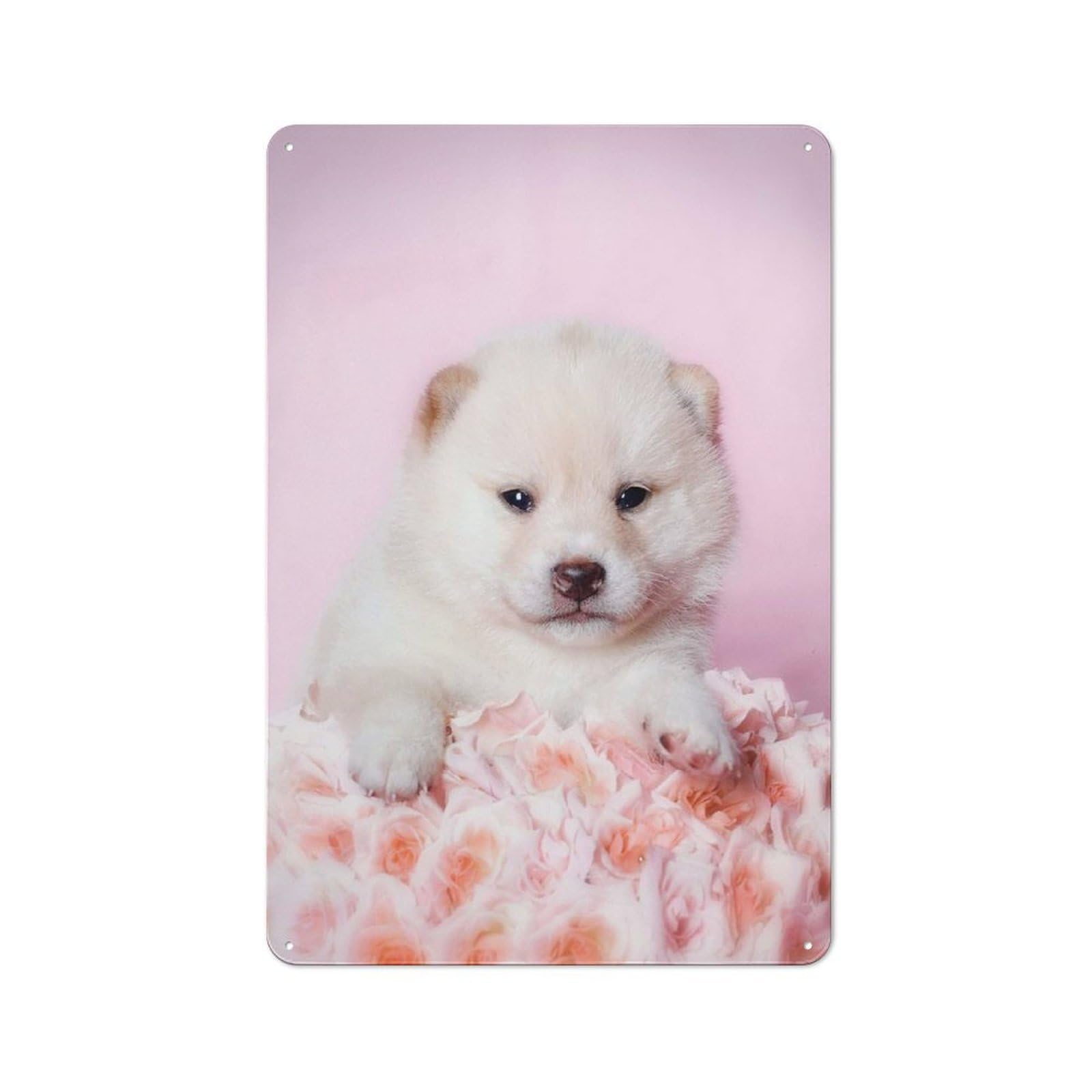 Junmoney Style-23 Tin Wall Plaque 30X20cm With Shiba Inu Puppy For Studio Or Craft Room, For Kitchen, Dining Room And Home Bar Wall Decor