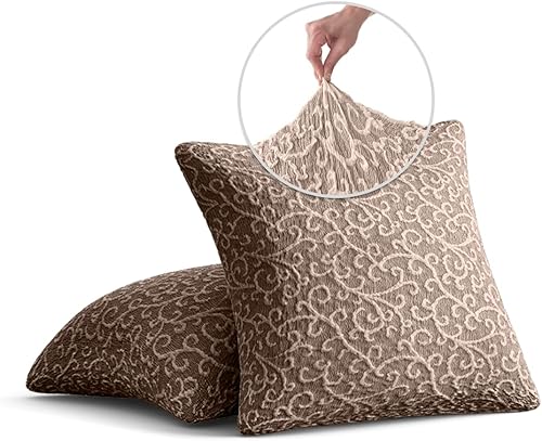 PAULATO BY GA.I.CO. Juego de 2 fundas de almohada de 18 x 18 pulgadas, fundas de algodón elásticas de algodón, duraderas y fáciles de limpiar,